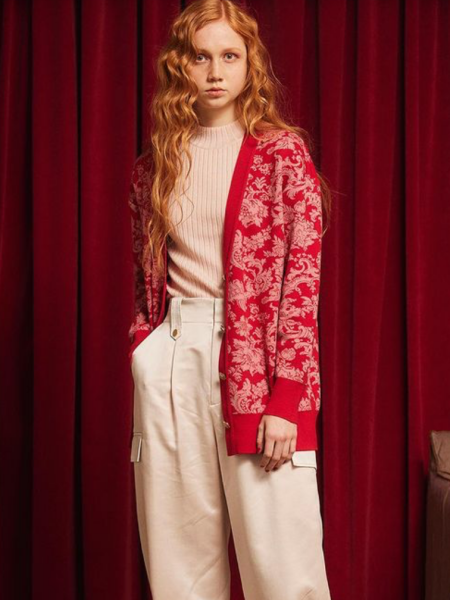 leur logette jacquard wool cardigan